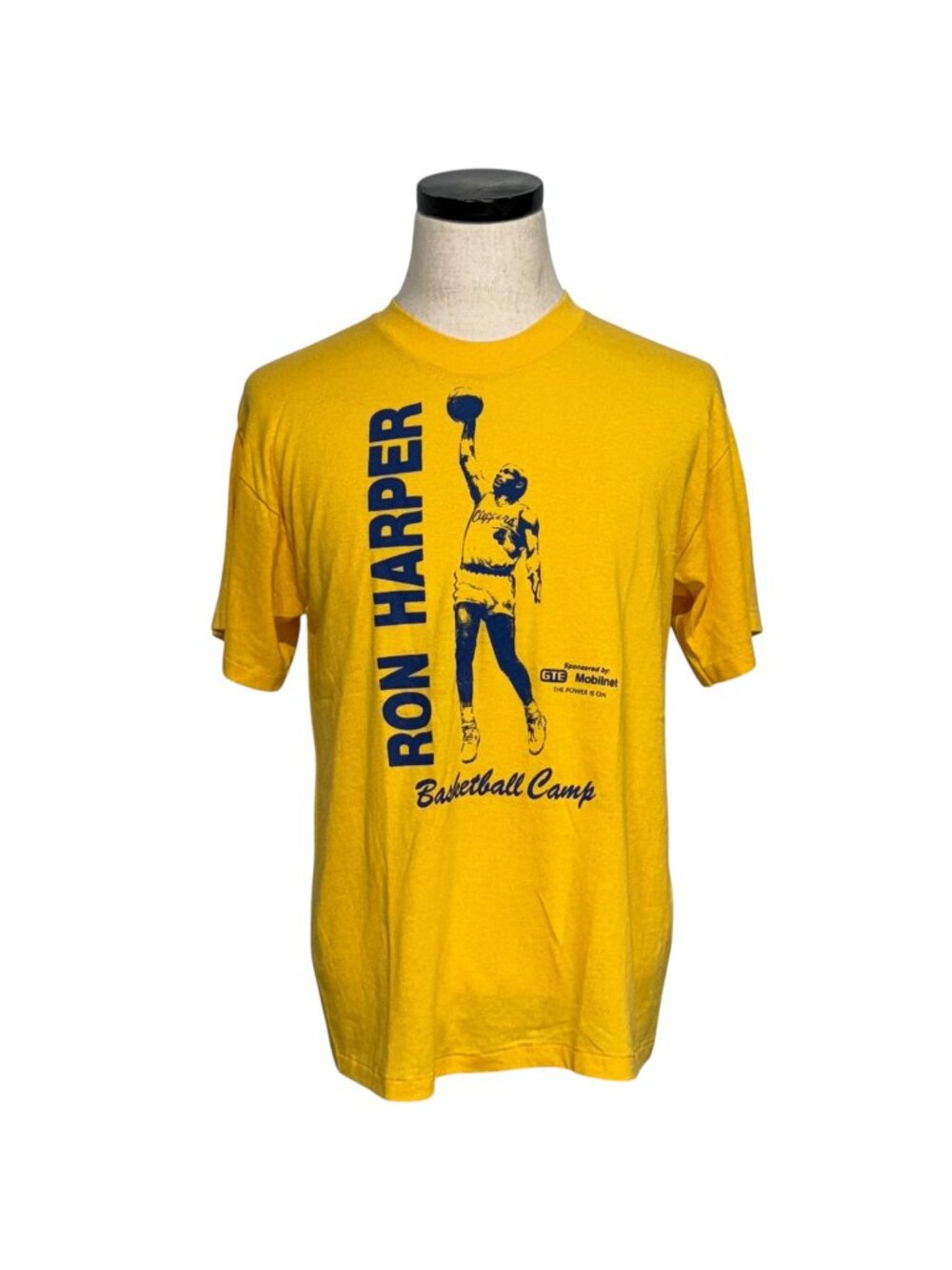 Vintage 80s Nike Ron Harper Basketball Camp T-Shirt Yellow XL Single Stitch